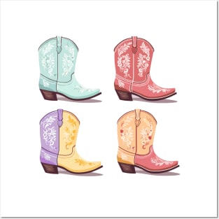 Cute Pastel Preppy Cowgirl Boots Posters and Art